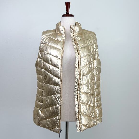 Livi Active Jackets & Blazers - Livi Active Lane Bryant Gold Metallic Puffer Vest NWT